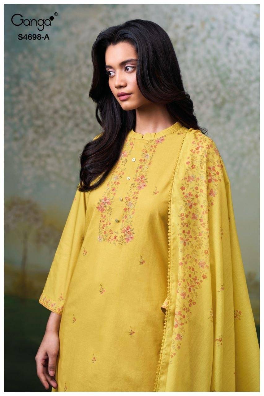 CHARISHA 4698 By Ganga Fashion 4698 A TO 4698 D Beautiful Festive Suits Stylish Colorful Fancy Casual Wear & Ethnic Wear PREMIUM COTTON Dresses At Wholesale Price